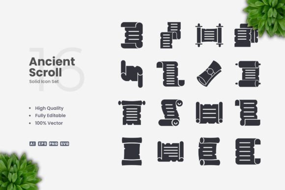 Ancient Scroll Solid Icons: Graphics & Icons Review