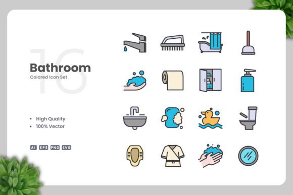 Bathroom Color Icons: Premium Graphics for Modern Brands