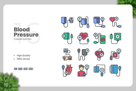 Blood Pressure Color Icons: Modern Graphics for Health Publishing
