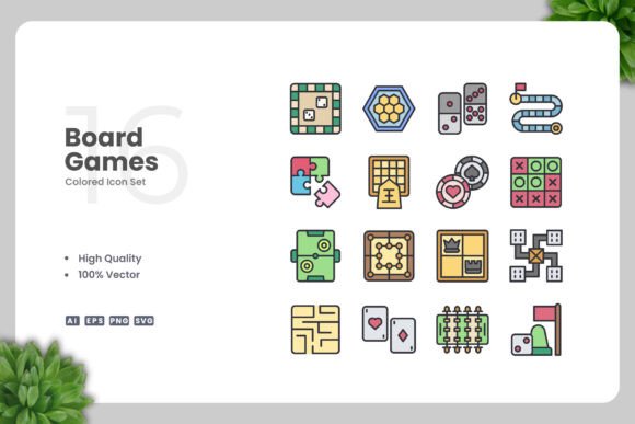 Board Games Color Icons: A Review for Graphics and Icons in Publishing