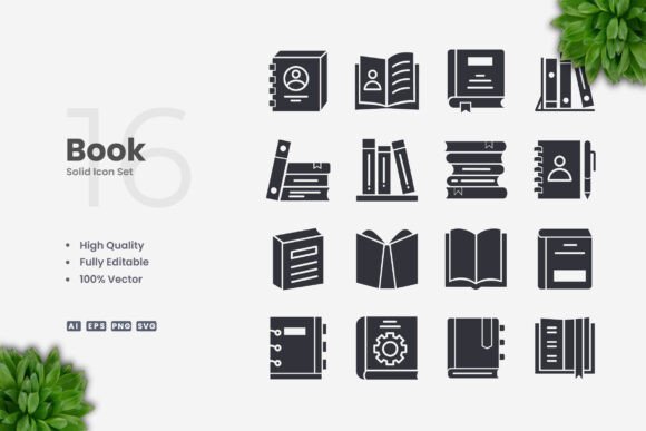 Book Solid Icons Graphics for Handmade Creators