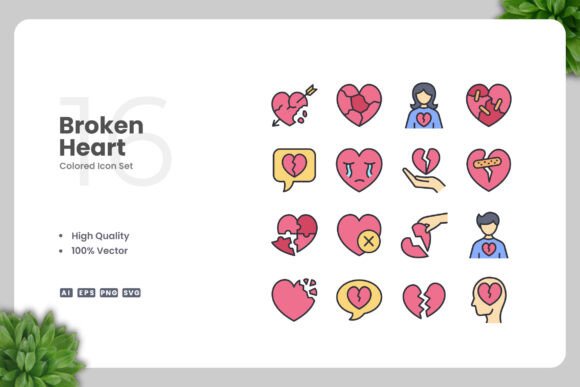 Broken Heart Color Icons: A Designer's Review