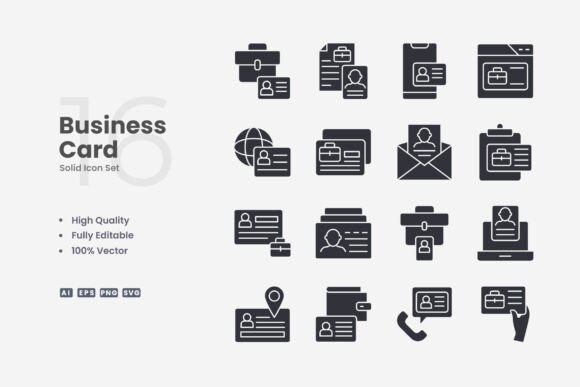 Business Card Solid Icons: A Graphic Design Asset Review