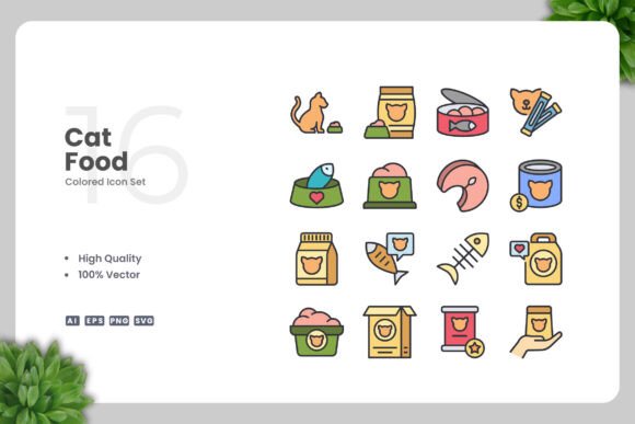 Cat Food Color Icons: Essential Graphics for Modern Publishing