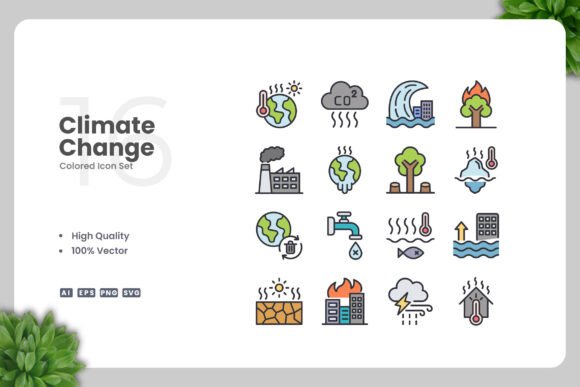 Climate Change Color Icons: Essential Graphics for Modern Publishers