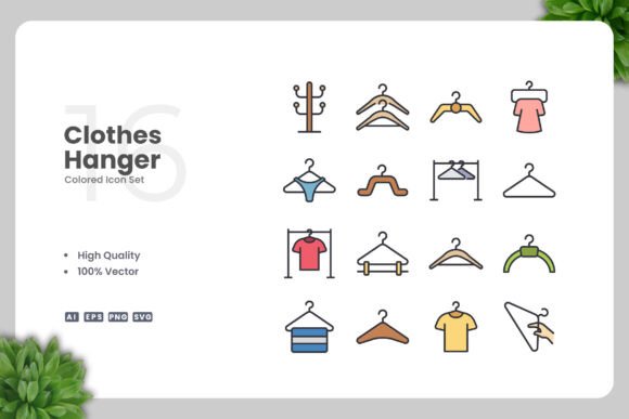 Clothes Hanger Color Icons for Modern Graphics and Content