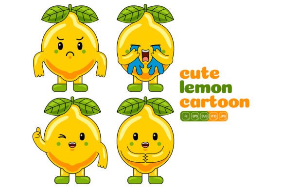 Cute Lemon Mascot Vector Pack 02 for Crafting and Illustrations