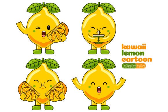 Cute Lemon Mascot Vector Pack 04 for Illustrations and Graphics