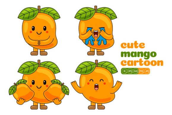 Cute Mango Mascot Vector Pack 04 – A Versatile Graphic Design Asset