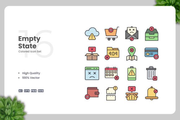 Empty State Color Icons: Graphics and Icons for Modern Publishing