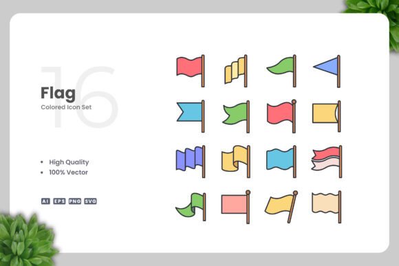 Flag Color Icons - Clean Graphics for Handmade Creations