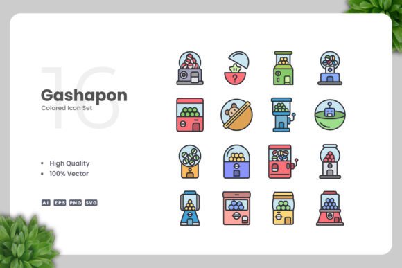 Gashapon Colored Icons for Modern Graphics