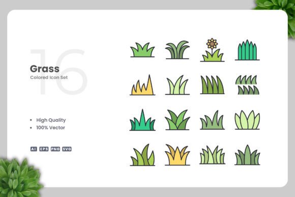 Grass Colored Icons: A Versatile Graphic Design Asset for Content Publishers