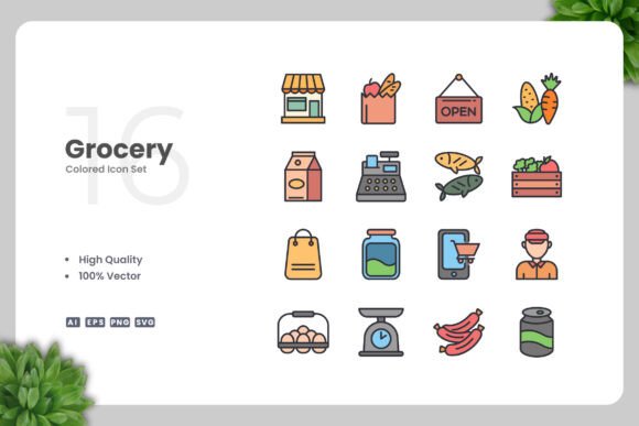Grocery Color Icons: A Designer's Review of Fresh Graphics for Local Brands