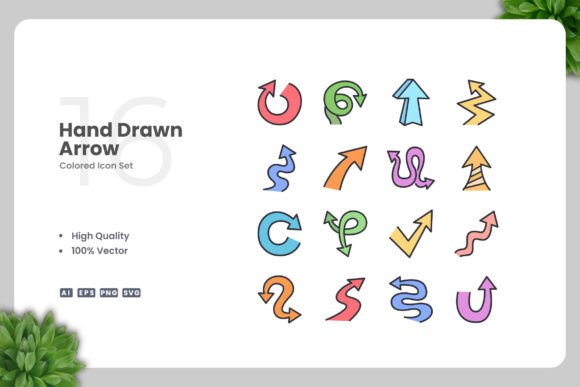 Hand Drawn Arrow Colored Icons for Modern Branding and Marketing