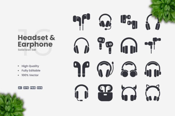 Headset and Earphone Solid Icons: A Designer's Review