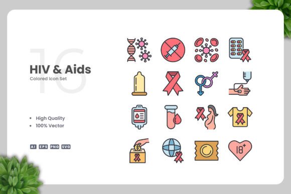 HIV Aids Colored Icons - Modern Graphics for Creative Projects