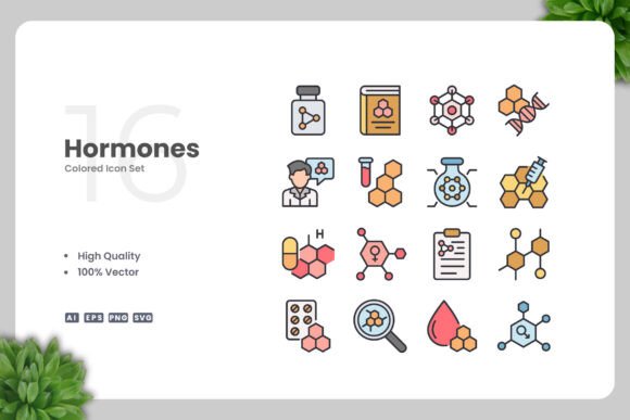Hormones Colored Icons - Vibrant Graphics for Modern Content