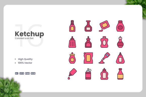 Ketchup Colored Icons - A Versatile Graphic Design Asset