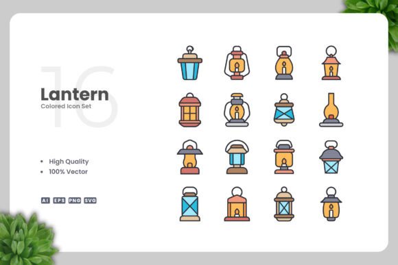 Lantern Colored Icons - Clean Graphics for Digital Sellers