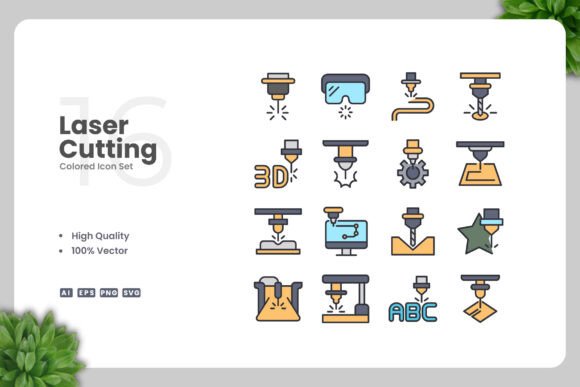 Laser Cutting Colored Icons for Modern Web and Editorial Design