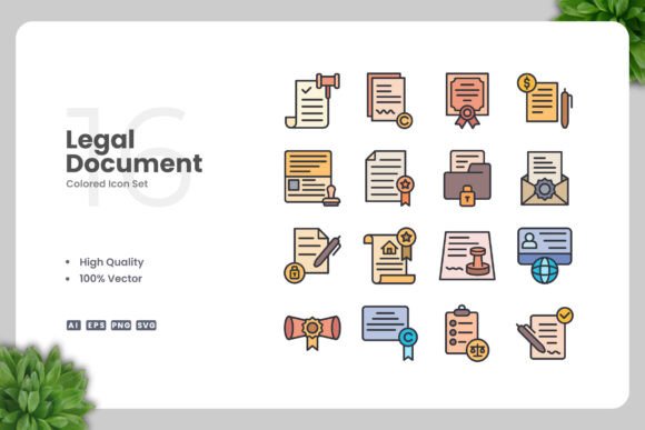 Legal Document Colored Icon: A Versatile Graphic Asset for Branding