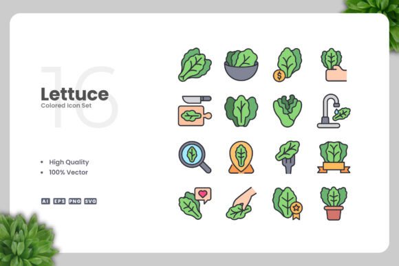 Lettuce Colored Icon for Modern Graphics and Icons