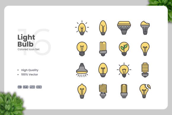 Light Bulb Color Icons for Graphics and Icons