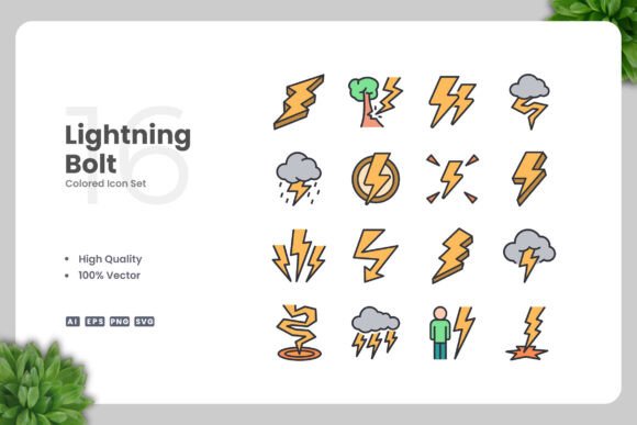 Lightning Bolt Colored Icon for Graphic Design Projects