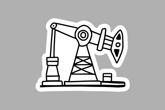 Monochrome Oil Rig Sketch for Local Business Graphics