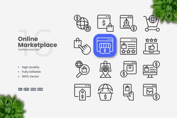 Online Marketplace Icons: Essential Graphics for Modern Publishing