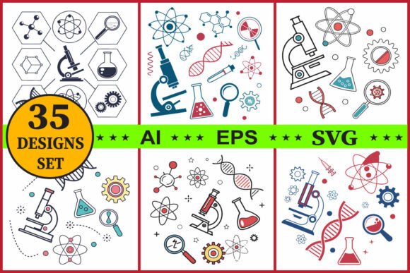 Science Lab Equipment Icon Clipart Set for Graphics and Illustrations