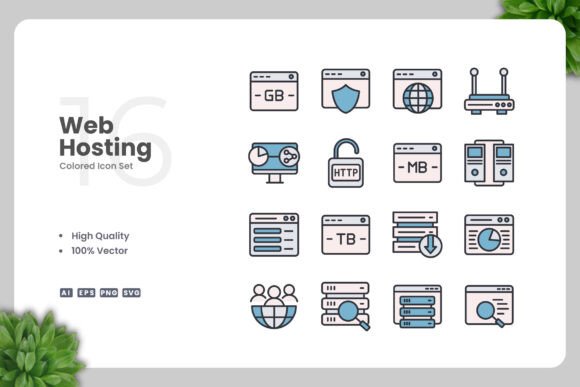 Web Hosting Color Icons: Versatile Graphics for Handmade Creators